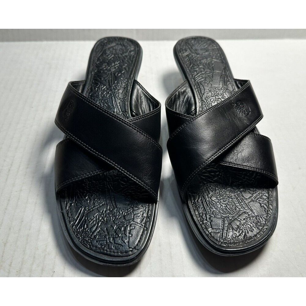 Timberland Sandals Women's Size 10M Black Strap Leather Slip On Heel (87318)